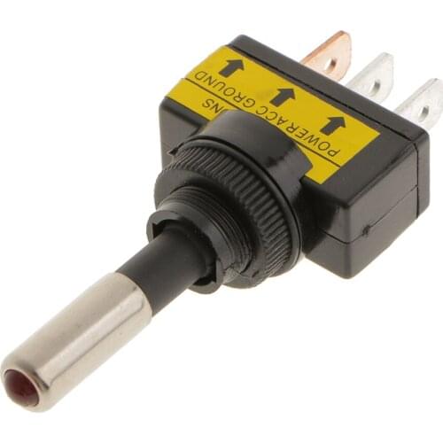 Car Boat Toggle Rocker Switch 3-Pin Breaker Red LED Light Indicator