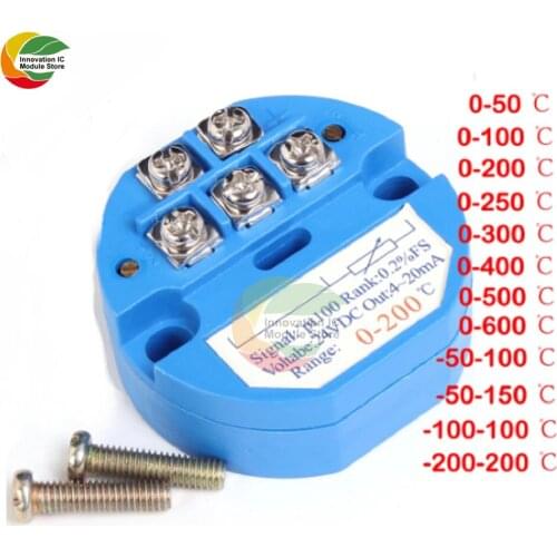 RTD PT100 Temperature Sensor Meter Transmitter Isolated Detector Module -200-200 Celsuis 0-600 Celsuis 4-20MA