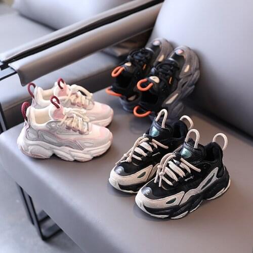 Childrens shoes 2020 new childrens sports shoes plus velvet boys old shoes girls casual two cotton shoes