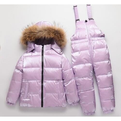 Childrens suit boy and girl down ski jacket 2 piece thick