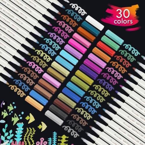 DIY Photo Markers Album Metallic Color Pen 10/12/15/20/30-color Graffiti Marker Pen Quick Drying Paint Pen for Gift Card Crafts
