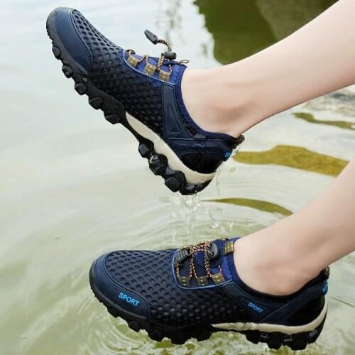Men Quick-Dry Wading Shoes Water Shoes Breathable Aqua Shoes Upstream Antiskid Outdoor Sports Wearproof Beach Sneakers Plus Size