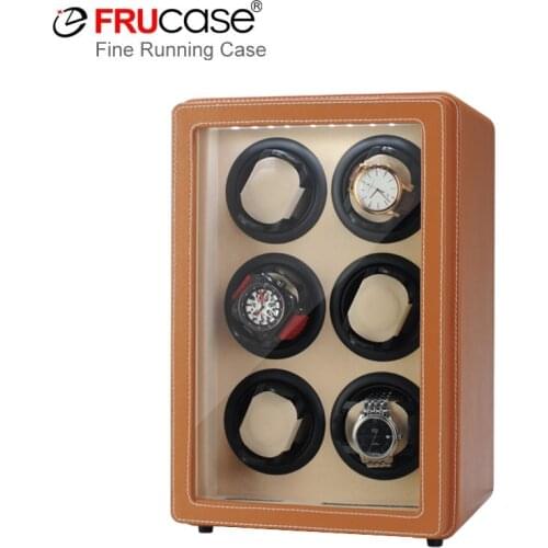 FRUCASE Watch winder box 6 automatic watch display case with LCD touch screen/LED light for Birthday gift