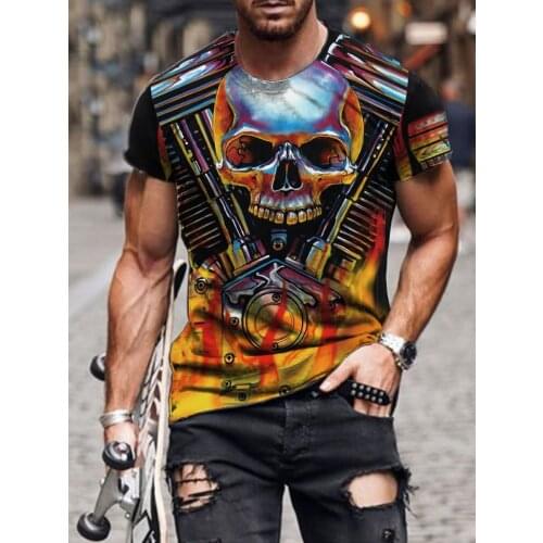 New zombie pattern mens T-shirt, 3D printed summer breathable top, oversized casual personality skull T-shirt for men