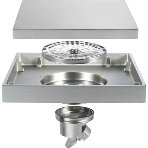 HIDEEP Floor Drain Tile Insert Square Floor Waste Grates Bathroom Invisible Shower Floor Drain 150X 150MM