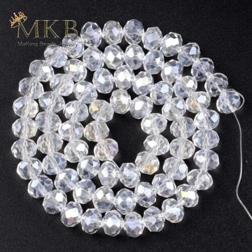 Wholesale AB White Austrian Crystal Rondelle Beads For Jewelry Making 4 6 8 10 12mm Crystal Glass Beads Diy Bracelet Necklace