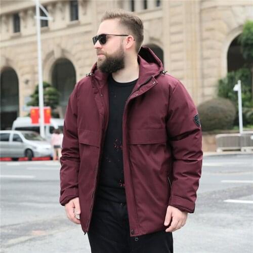 New Winter jacket Mens Warm Coat Fashion Casual jacket Long Thickening Large size 8XL 9XL 10XL Mens Wine red Winter Coat