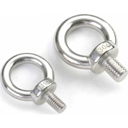 M8 M10 M12 304 Stainless Steel Ring Screw Eye Bolt Marine Lifting Eye Screws Ring Loop Hole for Cable Rope Eyebolt