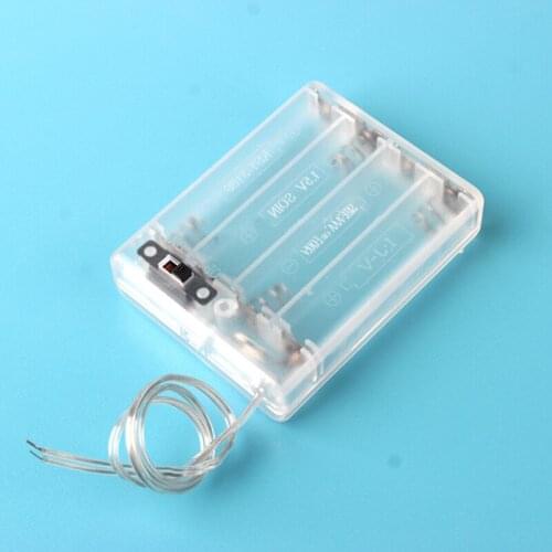MasterFire 500pcs/lot 4 X 1.5V AA Battery Holder Storage Box Case With ON/OFF Switch Lead 4 Slots 4A AA 6V Batteries Cover