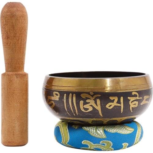 Copper Buddha Sound Bowl Alms Bowl Yoga Chinese Tibetan Meditation Singing Bowl with Hand Stick