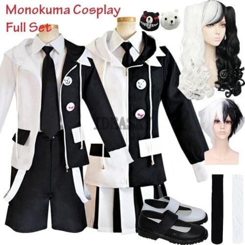 Anime Danganronpa V3: Killing Harmony Cosplay High Quality Monokuma Unisex Cosplay Costume coat+shirt+tie+skirt(or shirts)+socks