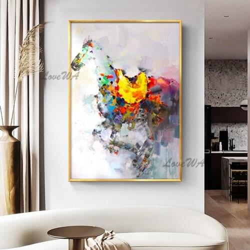 Contemporary Color Abstract Horse Oil Painting For Living Room 100% Hand-painted Wall Art Home Decoration Unframed Painting