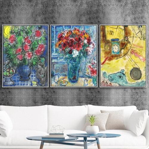 Home Decoration Marc Chagall Wall Art Canvas Oil Painting Print Abstract Poster Modular Impressionist Picture for Bedroom