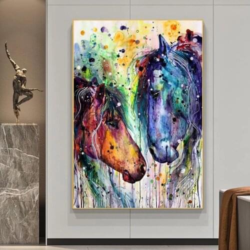 Canvas Pictures Room Decor Abstract Graffiti Watercolor Horse Poster Wall Art Prints Nordic Animals Paintings Interior Decor