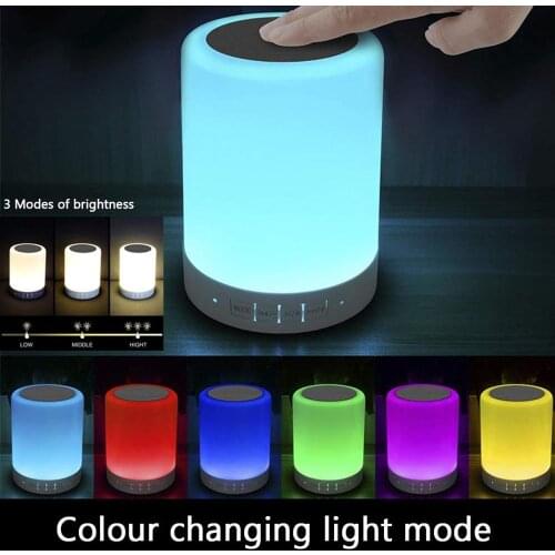 Table Lamp Portable Bluetooth Speaker,Rechargeable Night Light,Touch Lamps + Dimmable Warm White Light & Color Changing RGB