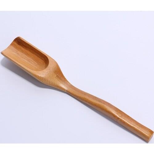 New 200pcs 16*3cm Bamboo Tea Spoon Honey Sauce Sugar Spoons Coffee Tea Scoop Utensil Kitchen Accessories Tableware