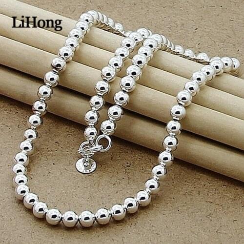 New 925 Sterling Silver Necklace Fashion Glossy Beads Necklace Jewelry Clavicle Chain For Women Jewelry Gifts
