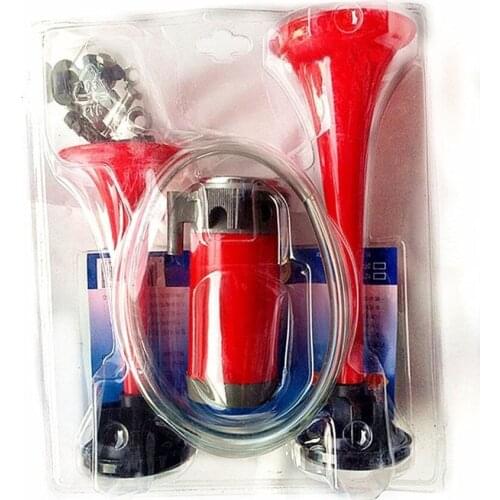 New Car Truck Train Super Loud Dual Air Horn 12V 135 db Trumpet & Full Kit Red for Impala Malibu Silverado 1500