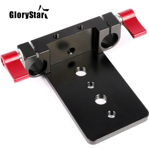 GloryStar Tripod Mounting Plate Railblock For 15mm Rod clamp mount 1/4" 3/8" holes support 5D2 5D3 550D for DSLR Camera