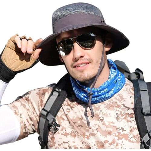 Summer Bucket Hats Men Fishing Hat Light Cotton Panama Sun Protection Male Cap Hiking Camping Sombrero Wide Brim Caps