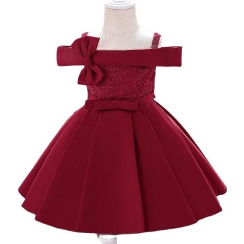 2021 Bow Birthday Dress for 1 Year Baby Girl Baptism Bridesmaids Dress Party Wedding Princess Prom Evening Dresses 6M 12M 2 Age