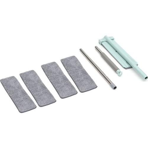 Flat Mop Free Hand Washing Stainless Steel Handle Home House Office Cleaning Tool Microfiber Pad Kitchen Floor Clean