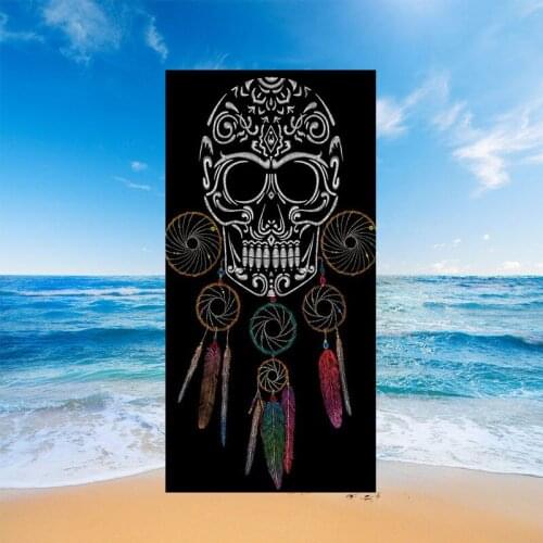 European and American Skull Beach Towel 3D Skull Print Beach Towel Microfiber Square Indoor Bath Towel Can Be Customized