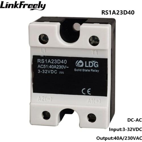 RS1A23D40 5pcs Triac 40A Solid State Relay,Output24-280VAC Input 3V 5V 12V 24V 32V DC AC SSR,Zero Crossing On Relay Board Switch