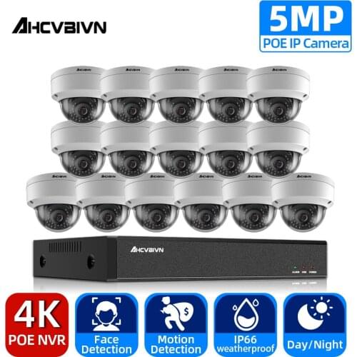 H.265+16CH 4K NVR 5MP 8CH POE CCTV System NVR Kit Waterproof AI Smart infared Security Camera POE Video Surveillance set onvif