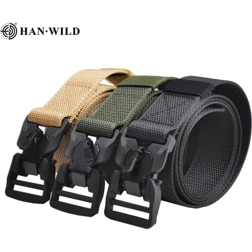 Tactical Belt Military Nylon Belt New Mens Hard Metal Quick Release Magnetic Buckle Mens 3mm Soft Real Nylon Sports Belt