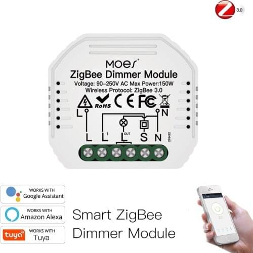 Mini Tuya ZigBee 3.0 Smart Dimmer Switch Module Hub Required Wireless Voice Control Works With Alexa Google Home Support 1/2 Way