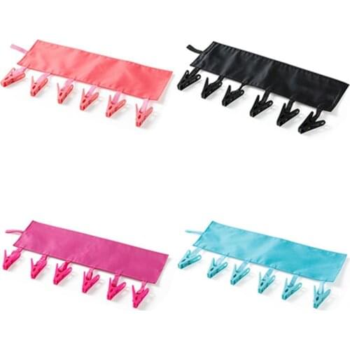 Portable Clothes Clip Rack Multifunction Bathroom Travel Foldable Hanging Towel Clips Home Bathroom Storage Organizer Supplies