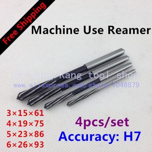 Free shipping 4/set New High performance Spiral High cobalt Machine Reamer 3+4+5+6mm Accuracy: H7
