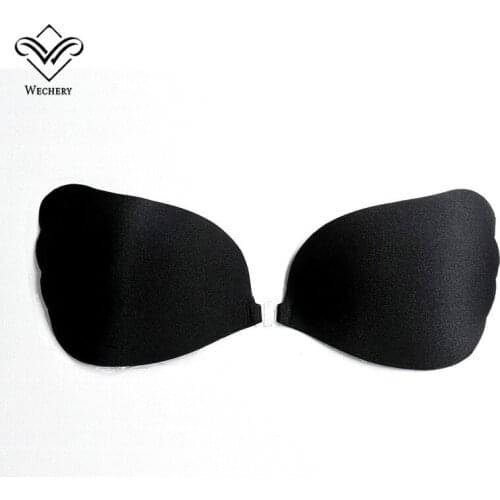 Wechery Silicone Adhesive Bras Strapless Wire Free Invisible Bras Front Closure Push Up Bra Women Sticky Bralette Underwear