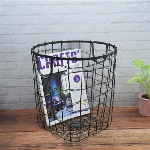 Iron Art Handheld Laundry Basket Simple Hollow-out Clothes Organizer Sundries Storage Bucket