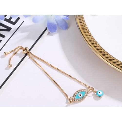 Creative Devil Eye Shape Charms Bracelet Crystal Gold Color Bracelets For Women Bracelets & Bangles Jewelry Ethnic Bracelet A295