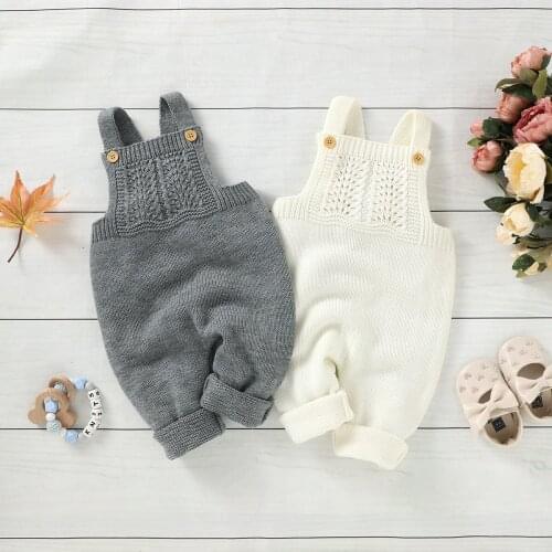 Baby Infant WInter Clothes Kids Baby Girls Sleeveless Solid Color Jumpsuit Knitting Rompers Overalls