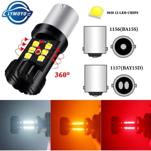 1pc S25 1156 BA15S p21w 1157 Bay15d P21/5W LED Turn Signal Light 3030 12SMD DC12V Car Rear Tail Parking Light brake Lamp