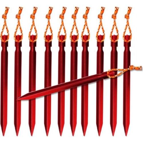 10pcs/set Outdoor Camping Aluminu alloy tent pegs tent accessories camping tent pegs 18cm triangular Enhanced Sandy beach pegs