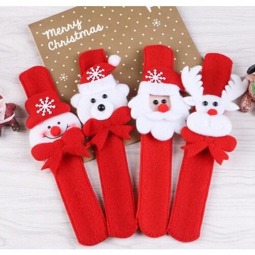 10pc Xmas Christmas tree decorations pat circle children handcuff bracelet decorated childrens party gift ring pops Snowman elk