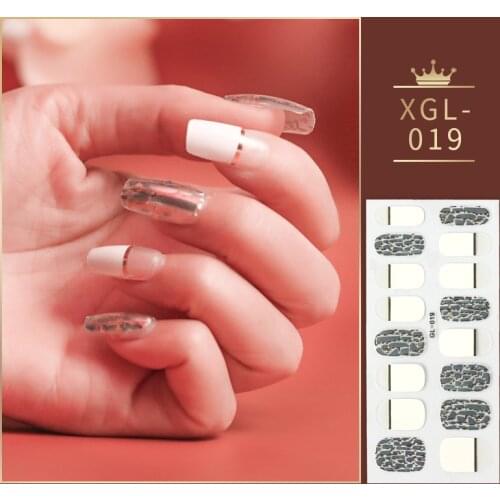 16Tips 3D Nail Stickers White Shiny Nail Art Design Self Adhesive Designer Nail Strips Wraps Stickers for Nails Dropshipping