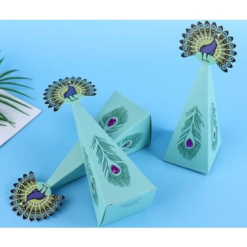 20pcs Peacock Candy Gift Bag Thicken Pearl Paper Cookies Snacks Jelly Storage Bag for Wedding Christmas Halloween Party Gift Box