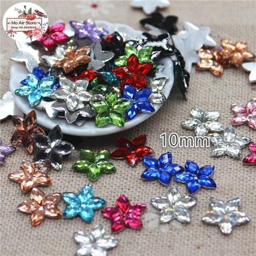 200pcs/lot 10mm star shape mix colors shiny resin rhinestone flatback cabochon for DIY craft