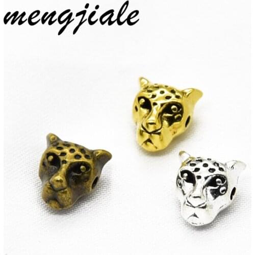 25pcs Wholesale Zinc Alloy Metal European Spacer Leopard Head Beads For Charms DIY Jewelry Making hole dia 1mm