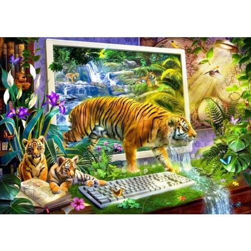 5D Square Diamond Embroidery Animals Tiger Cat Bird Scenery Diy Diamond Painting Diamond Mosaic Full Round Drill Diamond Picture