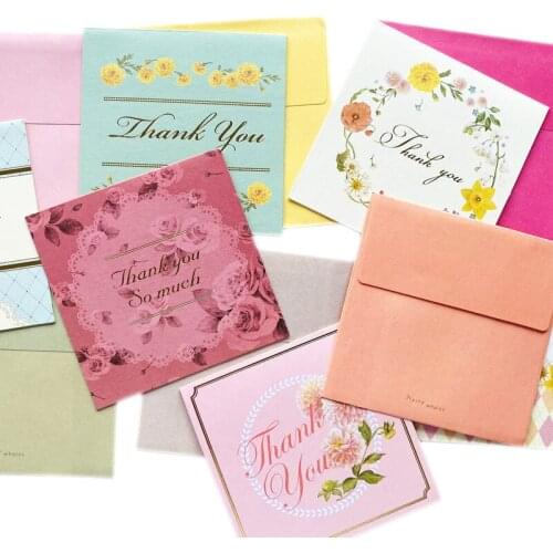 6sets/pack Blossom Thank You Card Set DIY Postcard Greeting Card With Envelope Gift Box Decorative Letter Writing High Quality