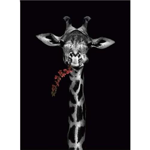 Full Drill Square Round 5D DIY Diamond Painting Giraffe Animal Picture Mosaic Diamond Embroidery Nordic Black and White Wall art