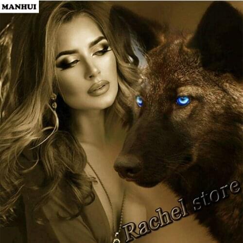 Diamond Embroidery Diy Diamond Painting Cross Stitch Kits Diamond Mosaic Wolf woman Full Square Diamond Embroidery FA020