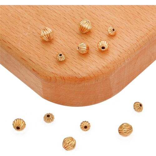 18K Gold Plated 10Pcs 4 5 6mm Copper Diamond Shape Spacer Beads for DIY Necklace Bracelet Earring Jewelry Findings Making