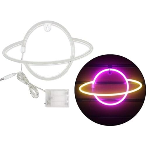 Aesthetic Neon Planet Sign Light Decorative Wall Hanging Night Light for Bedroom